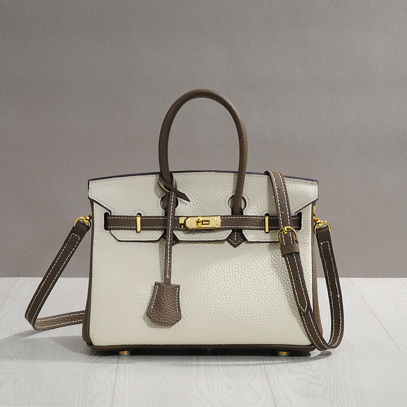 Genuine Leather Kelly-Style Large Tote Bag for Women, New Trendy Shoulder Crossbody Top Handle Purse, Light Luxury Elegant Handbag for Ladies