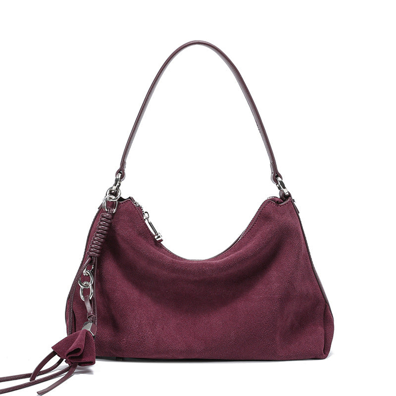 Genuine Leather Suede Tote Bag for Women Vintage Stylish Large Capacity Shoulder Handbag with Soft Premium Texture