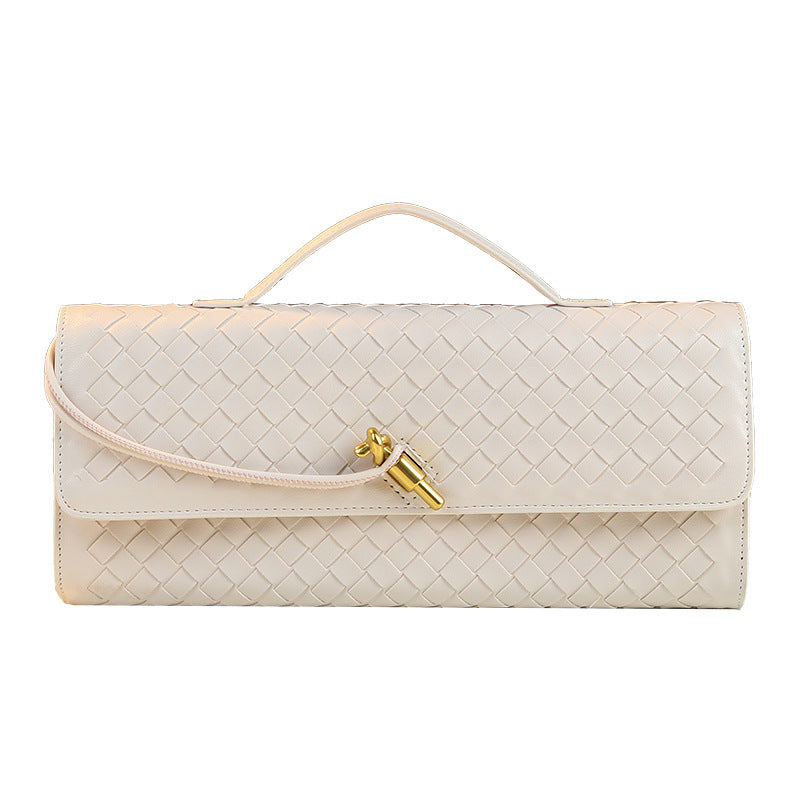 New Fall/Winter Hand-Woven Baguette Bag for Women, A Versatile Horizontal Clutch with Elegant Shoulder Crossbody Design, Perfect for Everyday Style