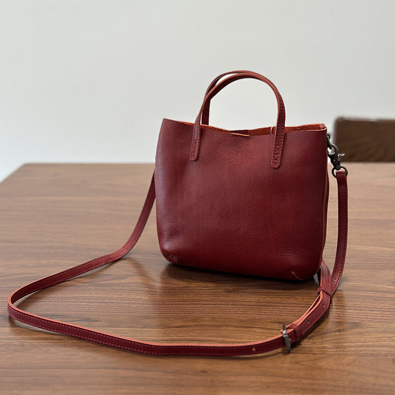 Genuine Vegetable-Tanned Leather Mini Bag for Women, New Spring Fashionable Versatile Shoulder Crossbody Purse, Trendy Small Handbag for Ladies