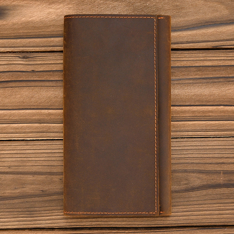 Crazy Horse Leather Multi-Card Long Wallet, Bestseller Phone Clutch with Coin Pocket, Top Layer Cowhide Money Holder for Men