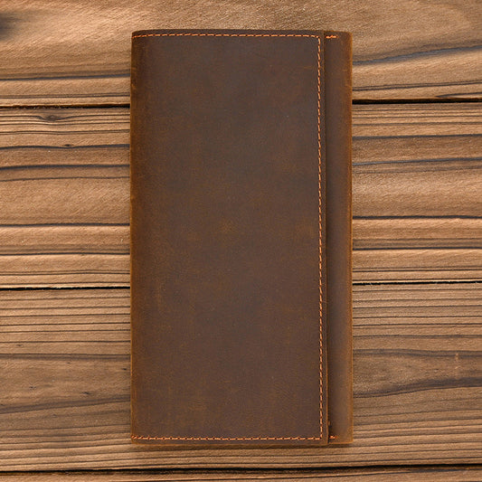 Crazy Horse Leather Multi-Card Long Wallet, Bestseller Phone Clutch with Coin Pocket, Top Layer Cowhide Money Holder for Men