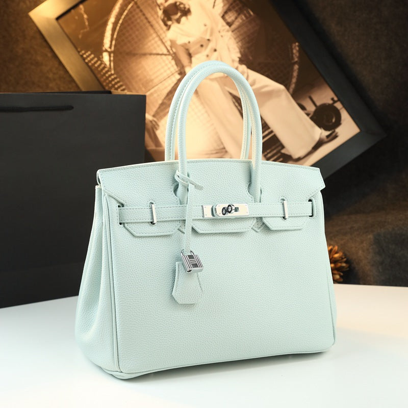 New Arrival Pebbled Leather Birkin-Inspired Tote Bag for Women, Large Capacity Turn-Lock Shoulder Crossbody Handbag with Light Luxury Style, Perfect Commuter Purse for Work & Everyday