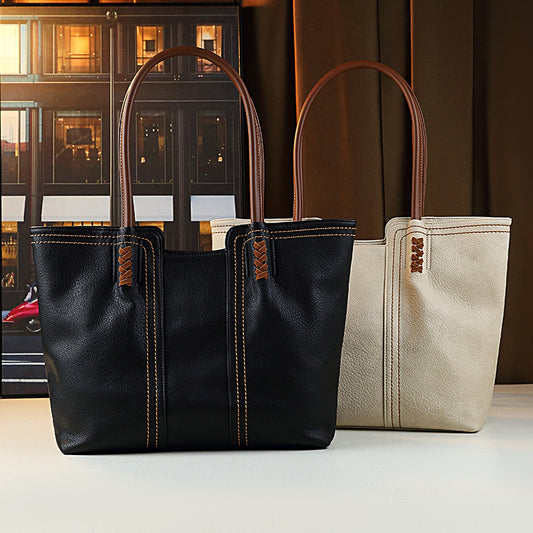 Vintage Large Capacity Tote Bag for Women Minimalist Shoulder Handbag with Spacious Interior, Timeless Commuter Purse for Work & Everyday Style