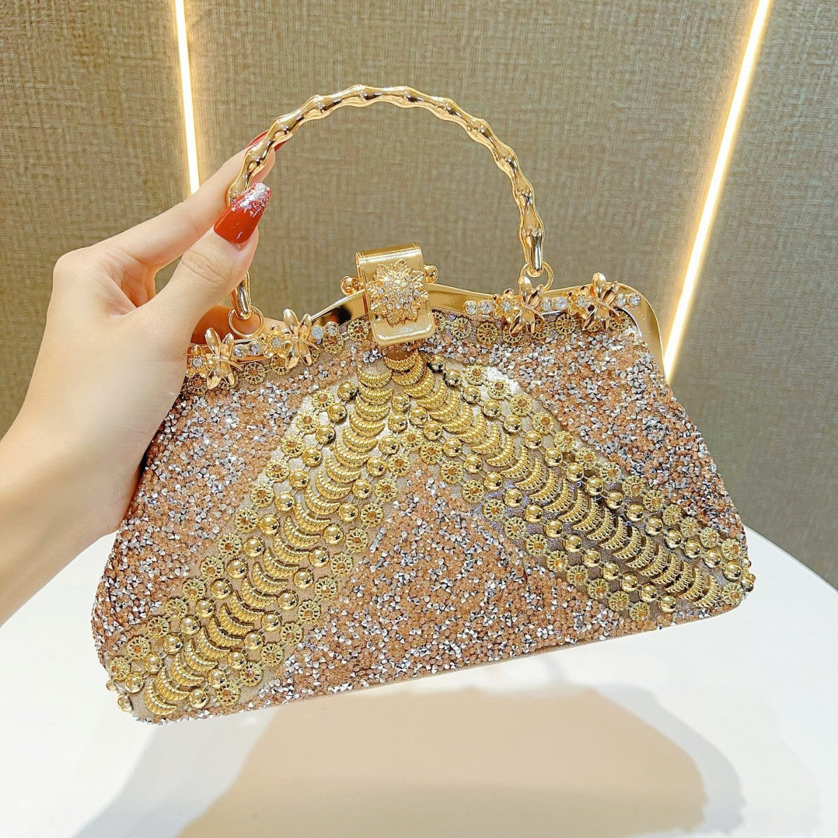 Elegant Rhinestone-Embellished Banquet Bag for Women, A Glamorous Top-Handle Crossbody Handbag Perfect for Mother of the Bride Formal Dresses & Special Occasions