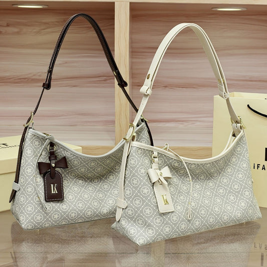 Genuine Leather Vintage Printed Tote Bag for Women, New Large Capacity Commute Shoulder Crossbody Handbag, Premium Fashionable Everyday Purse for Ladies