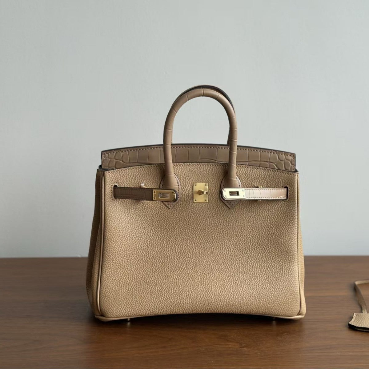 Women's Togo Leather Birkin-Style Tote Bag, Hermès-Inspired Crocodile-Embossed Top-Handle Handbag with Premium Top-Layer Cowhide, Luxe Spacious Satchel for Work & Travel, New Arrival