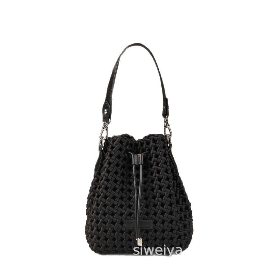 Woven Bucket Bag for Women Casual Shoulder Crossbody Handbag, Stylish Versatile Purse with Natural Woven Texture