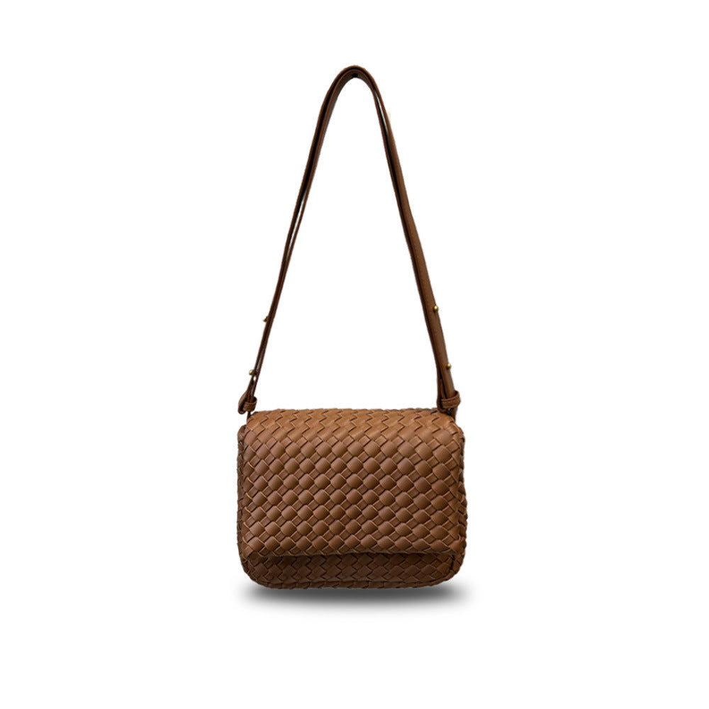 New Fine Woven Cowhide Mini Square Bag, Fashion Underarm Shoulder & Crossbody Bag for Women