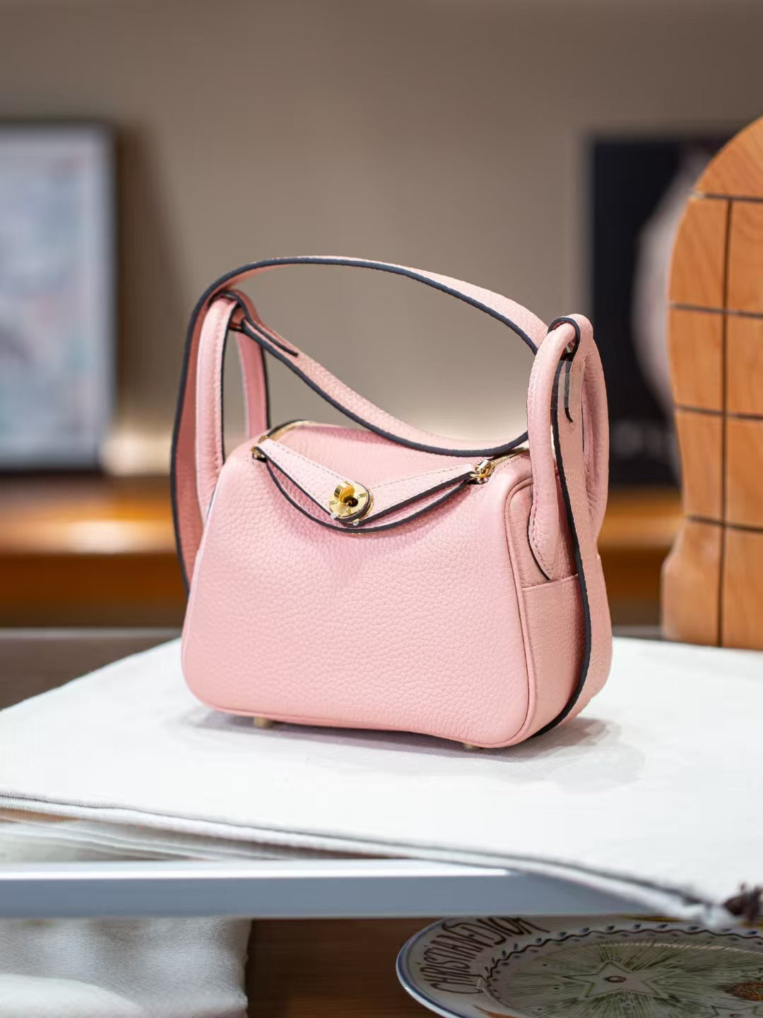 Women's Lindy-Style Cross-Body Shoulder Bag 19-26cm, Hermès-Inspired Top-Handle Handbag in Premium TC Full-Grain Cowhide Leather, Versatile Satchel for Work, Travel & Daily Use, New Arrival