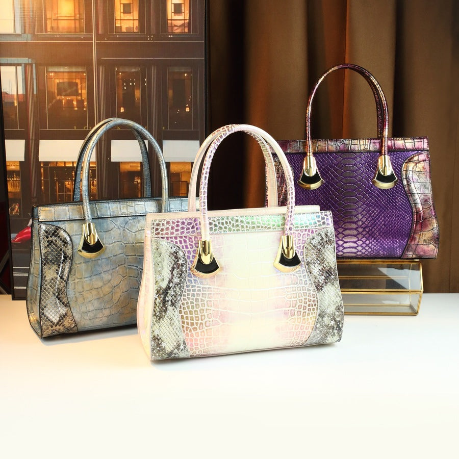 New Arrival Croc-Effect Large Capacity Tote Bag for Women, A Versatile Fashionable Top-Handle Shoulder Crossbody Handbag, Perfect for Spring/Summer Style