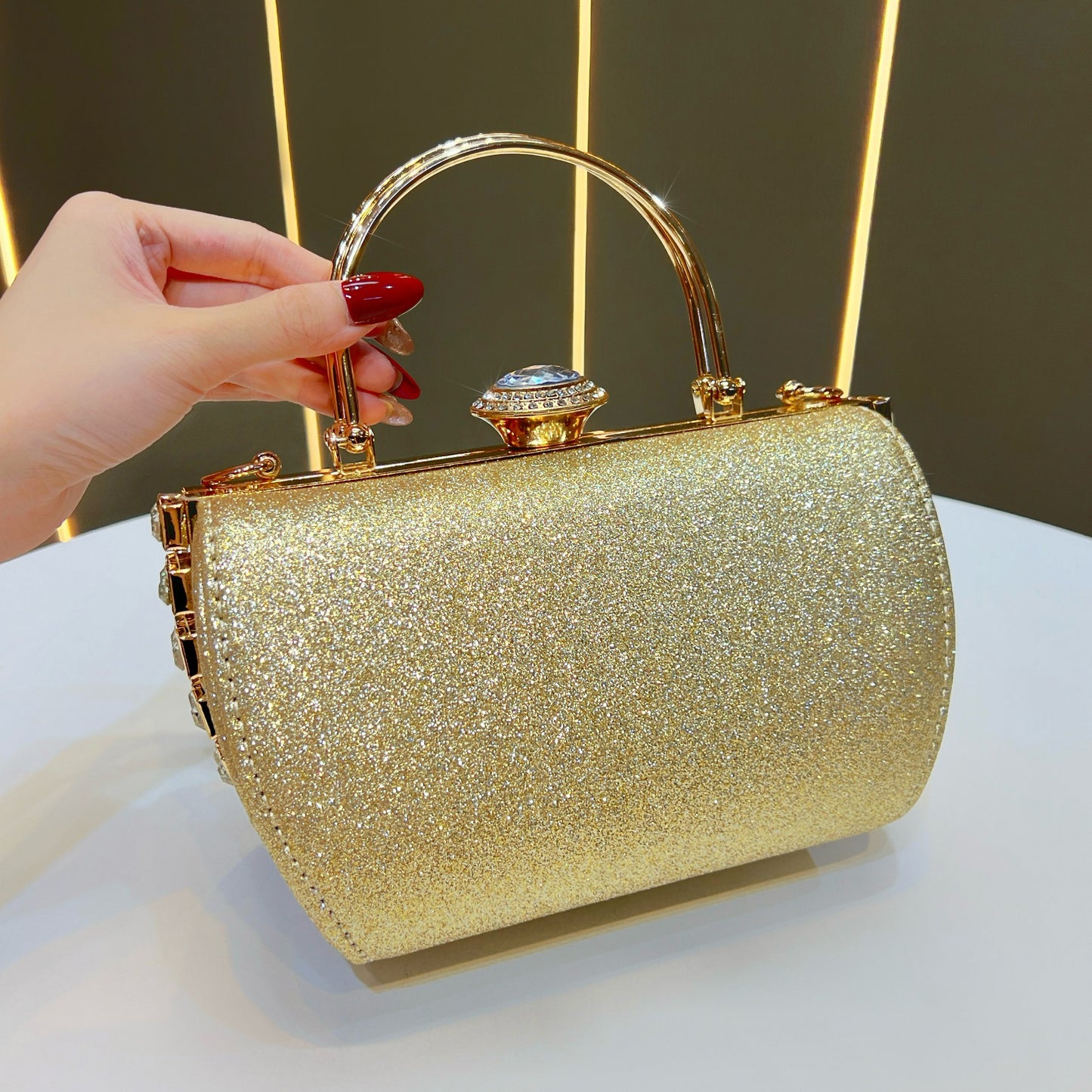 Dazzling Rhinestone-Embellished Evening Bag for Women, A Light Luxury Glamorous Chain Top-Handle Crossbody Handbag with Unique Boutique Sparkly Design, Perfect for Banquets Weddings & Special Occasions