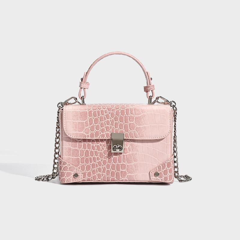New Arrival Anti-Theft Patent Leather Croc-Effect Bag for Women, A Versatile Small Shoulder Crossbody Top-Handle Handbag with Fashionable Design