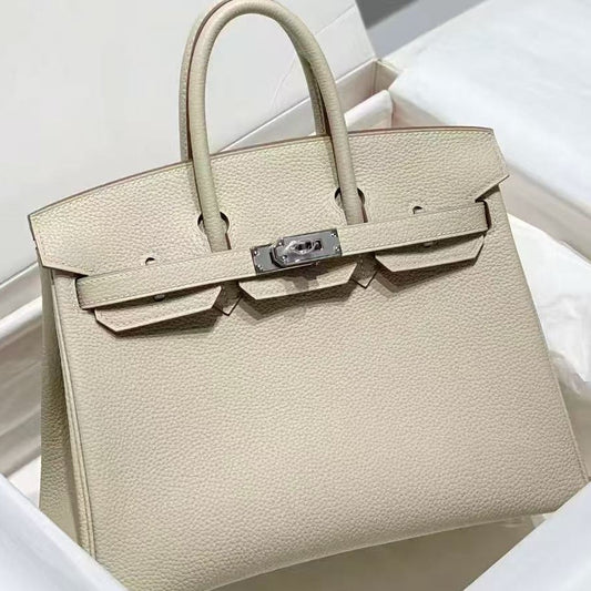 Genuine Togo Pebbled Leather Birkin-Kelly Style Bag for Women, New Large Capacity Classic Shoulder Crossbody Top Handle Purse, Premium Handbag for Ladies