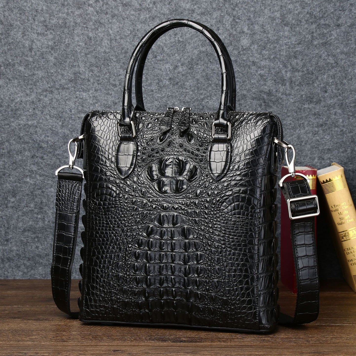 New Arrival Croc-Effect Business Briefcase for Men, A Large Capacity Document Shoulder Bag with Fashionable Design, Perfect for Work & Commute