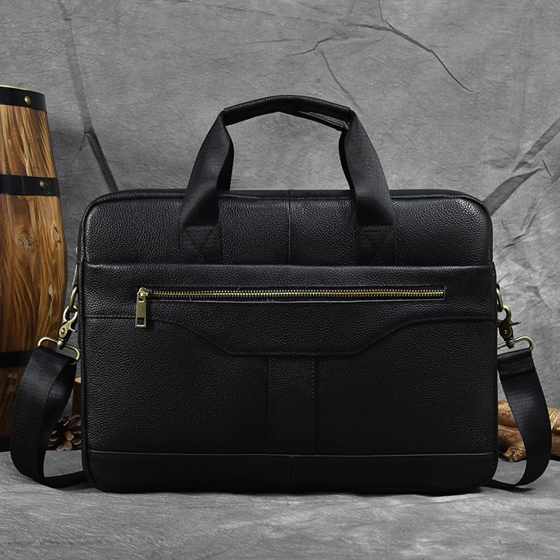 Fashionable Top Layer Cowhide Business Briefcase, Laptop Shoulder Crossbody Commute Bag, Premium Genuine Leather Work Bag for Men