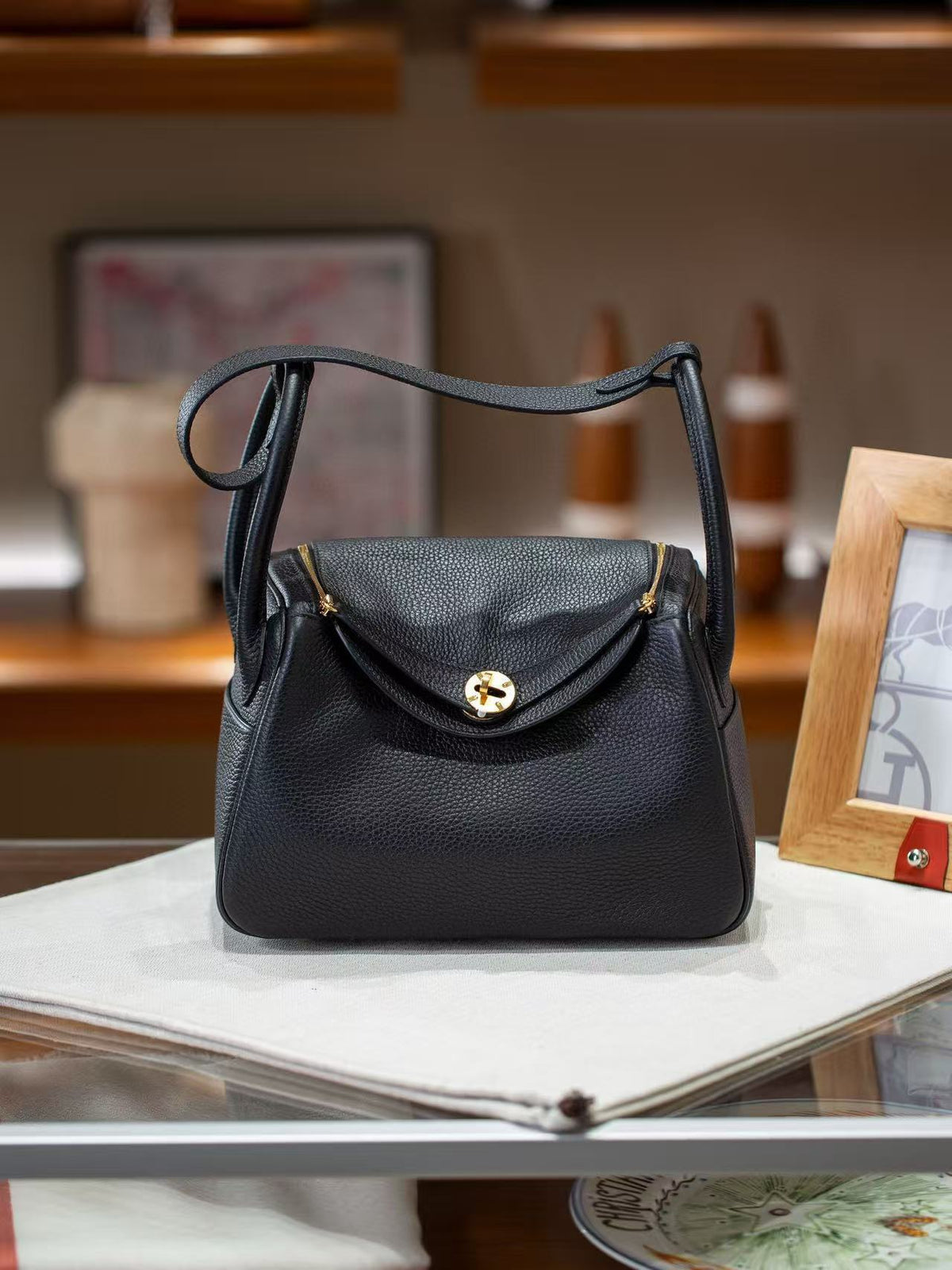 Genuine TC Calfskin Leather Lindy-Style Bag for Women, Peige Artisan Full Steel Hardware Shoulder Purse, Premium Leather Handbag in 19/26/30 Sizes for Ladies