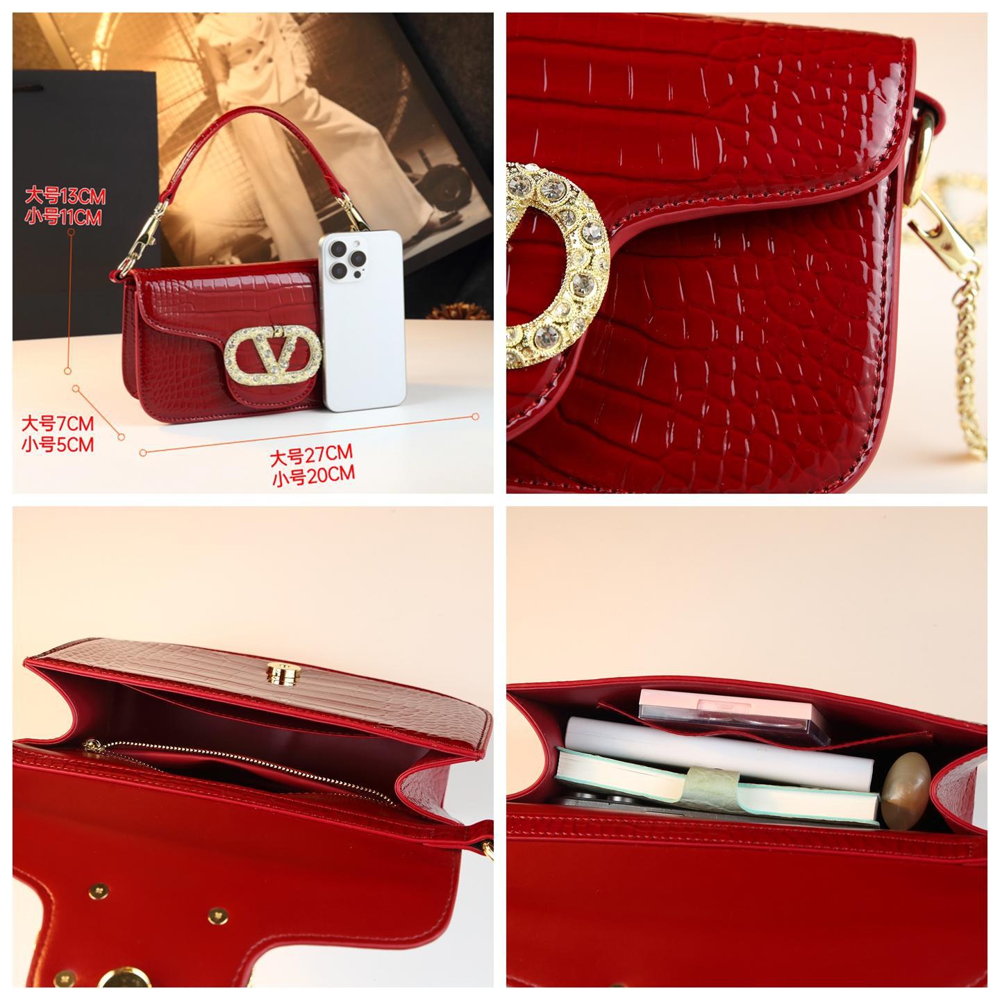 New Arrival Croc-Effect Light Luxury Small Square Bag for Women, A Genuine Leather Chain Crossbody Shoulder Handbag with Fashionable Design