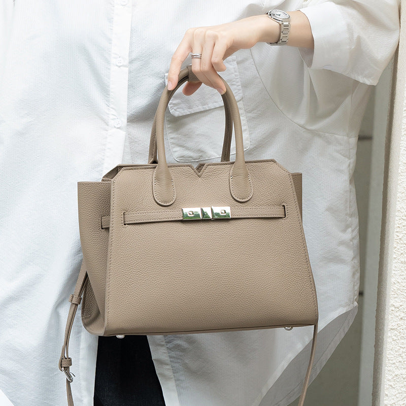 Chic Cowhide Birkin-Inspired Tote Bag for Women, Versatile Genuine Leather Shoulder Crossbody Handbag with Large Capacity & Premium Sophisticated Design, Everyday Purse