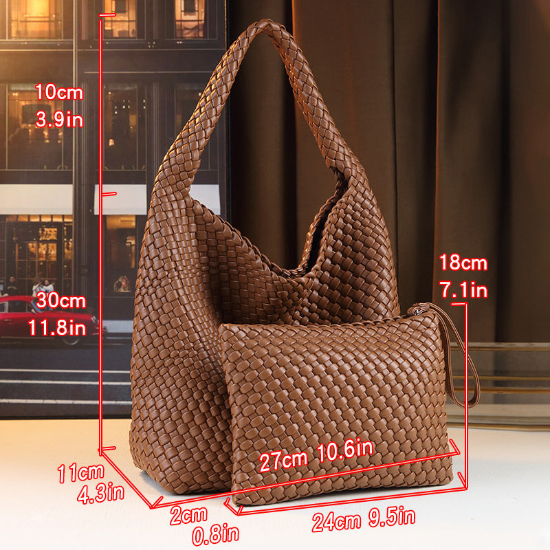 Handwoven Tote Bag for Women with Detachable Sub-Bag, Large Capacity Shoulder Underarm Handbag with Premium Trendy Design