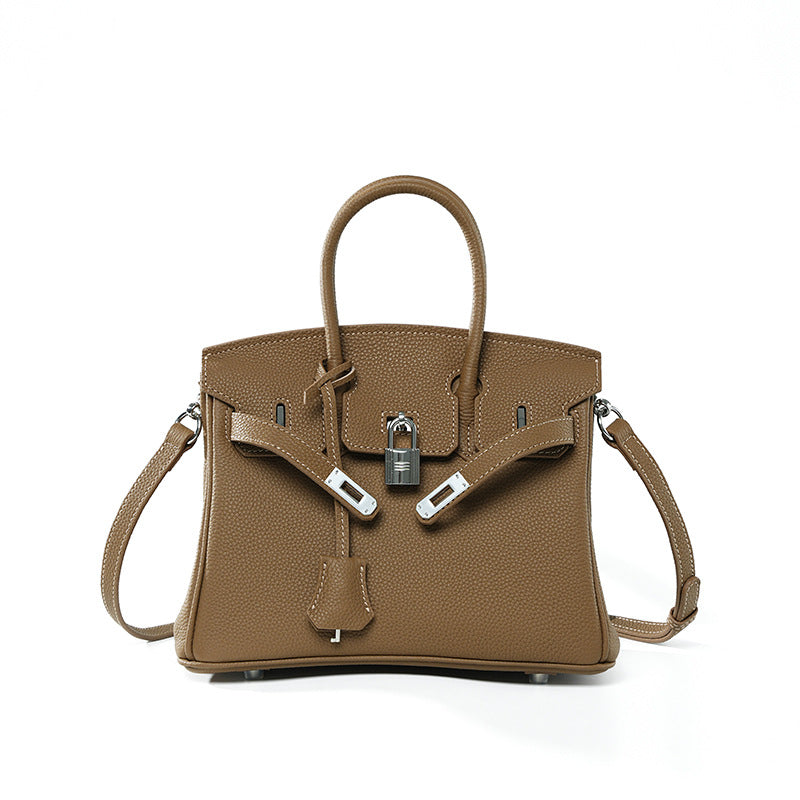 Premium Top-Layer Cowhide Leather Tote Bag for Women, Textured Grain Finish with Spacious Large Capacity, Unique Boutique Handbag with Turn-Lock Closure