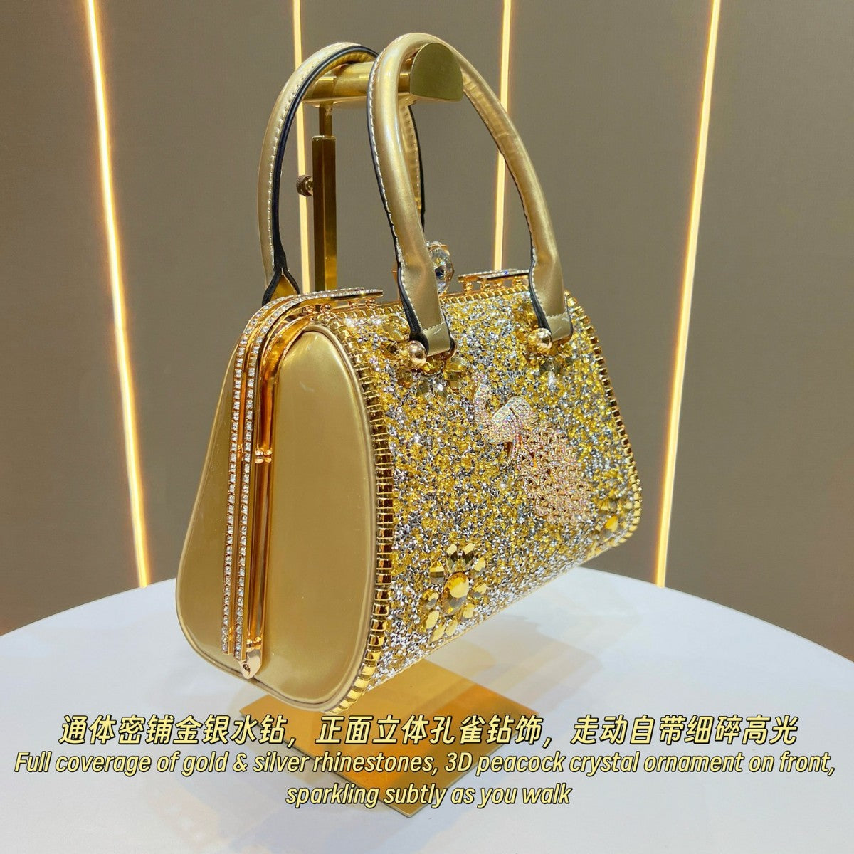 Dazzling Rhinestone-Embellished Luxury Evening Bag for Women, A Large Capacity Chain Crossbody Top-Handle Handbag with Premium Sparkly Design, Perfect for Banquets Weddings Parties & Special Occasions