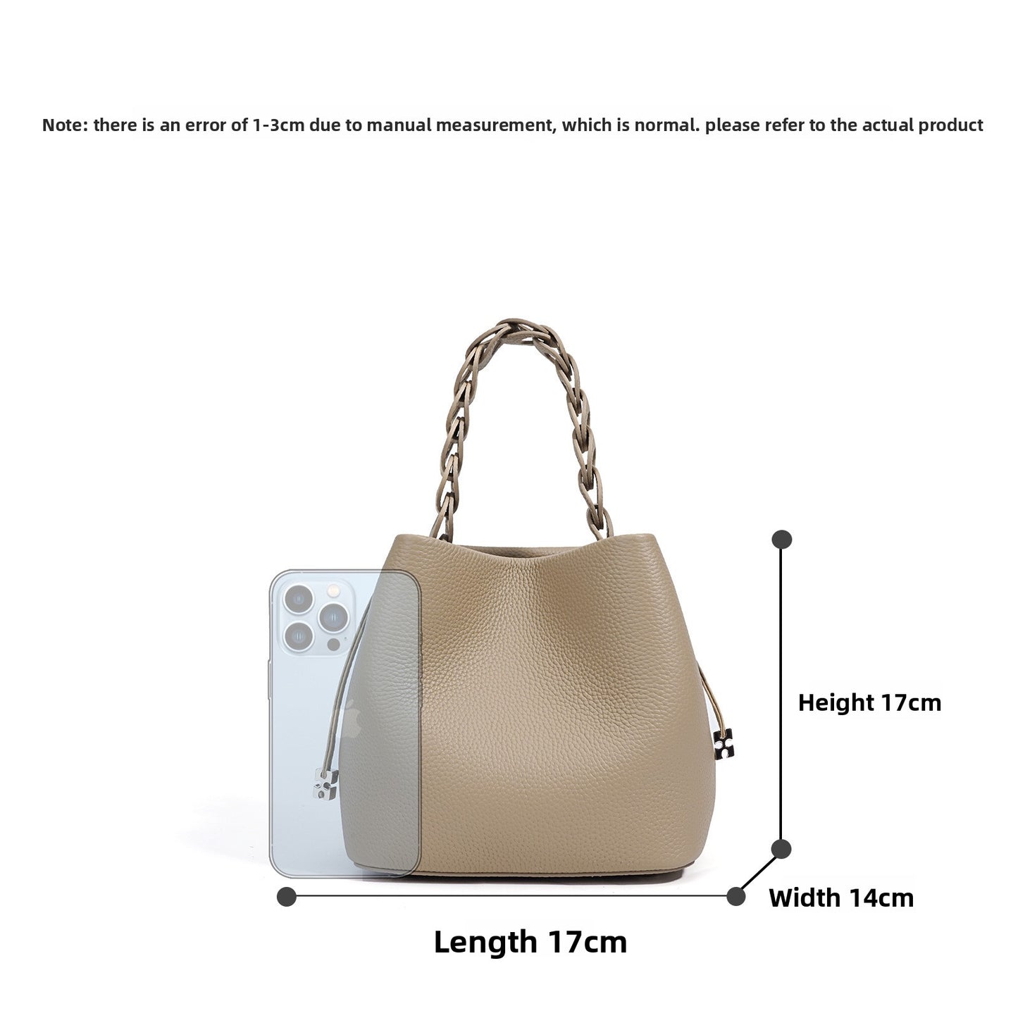 Genuine Top Layer Cowhide Bucket Bag for Women, Spring Elegant Commute Shoulder Crossbody Top Handle Purse, Versatile Everyday Handbag for Ladies