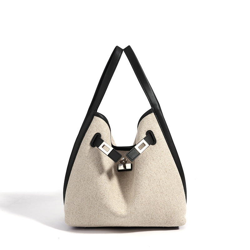 New Premium Niche Basket Bucket Tote Bag, Crossbody Shoulder Purse, Genuine Leather Commute Handbag for Women