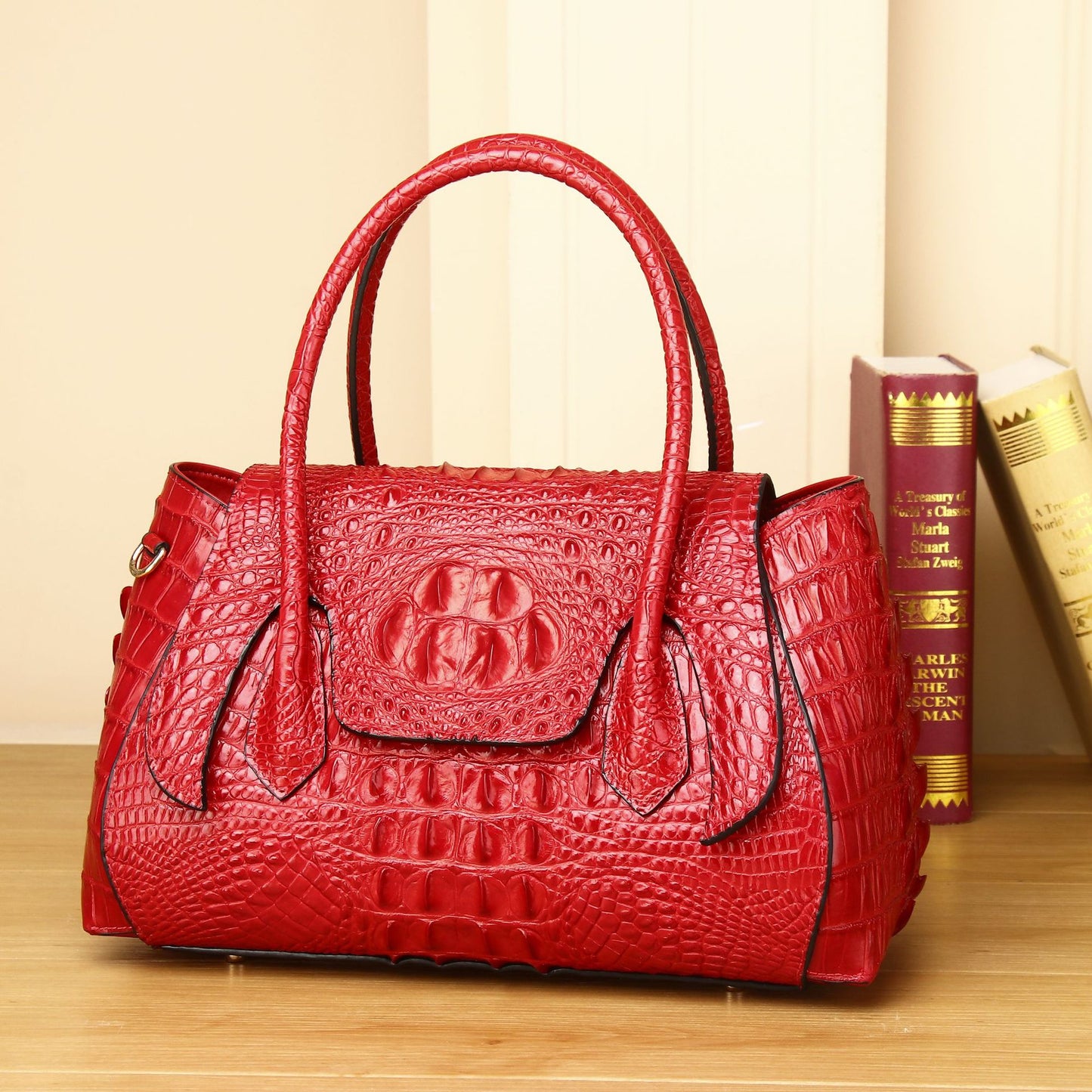 New Arrival Croc-Effect Horn-Shaped Bag for Women, A High-End Casual Top-Handle Shoulder Crossbody Handbag with Fashionable Trendy Design