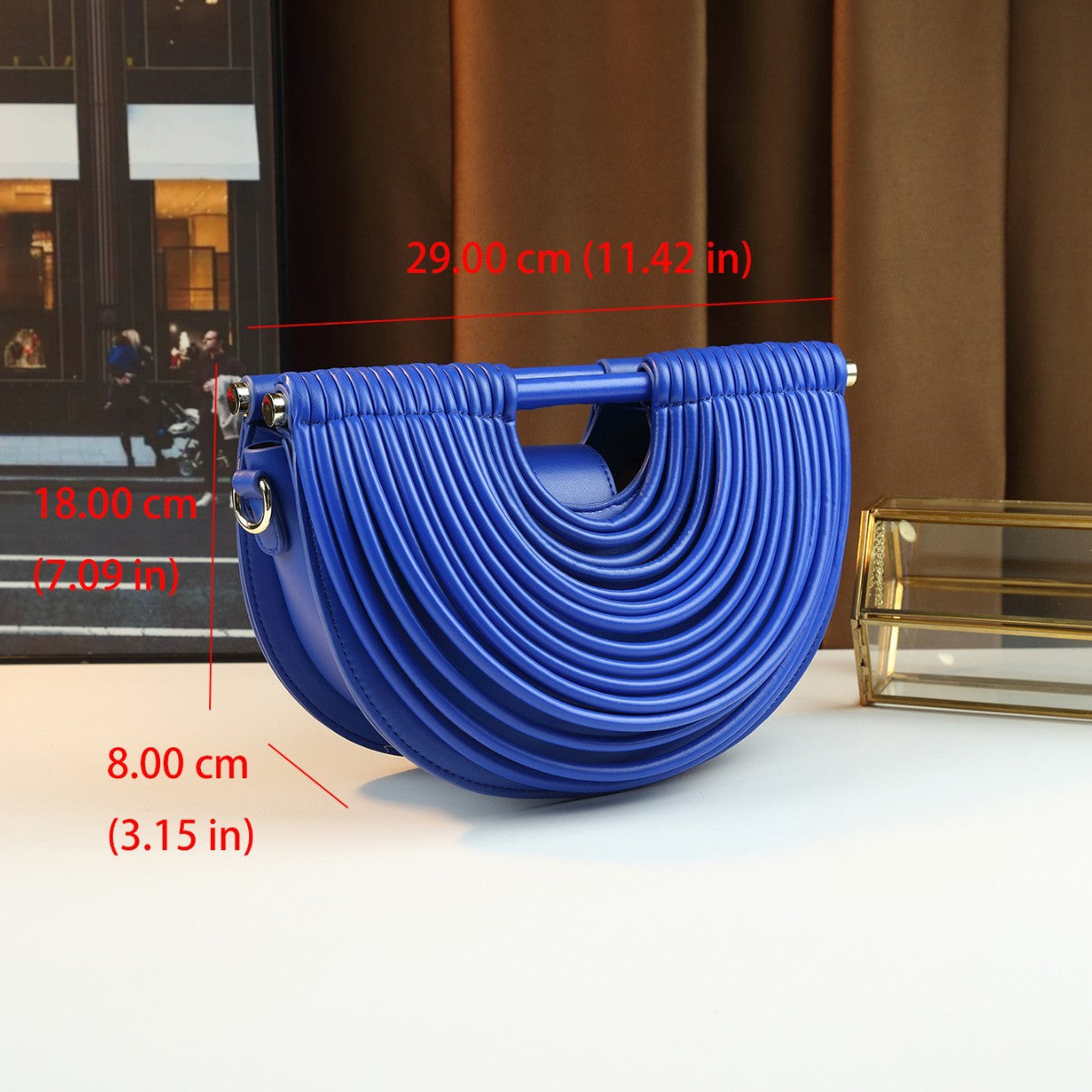 Noodle-Line Design Half-Moon Bag for Women Premium Textured Shoulder Crossbody Purse, Unique Woven Strap Detail with Versatile Everyday Style