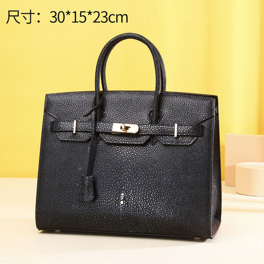 Chic Smooth Pearl-Embossed Birkin-Inspired 30 Tote Bag for Women, Classic Large Capacity Top-Handle Handbag with Timeless Style, Versatile Everyday Purse