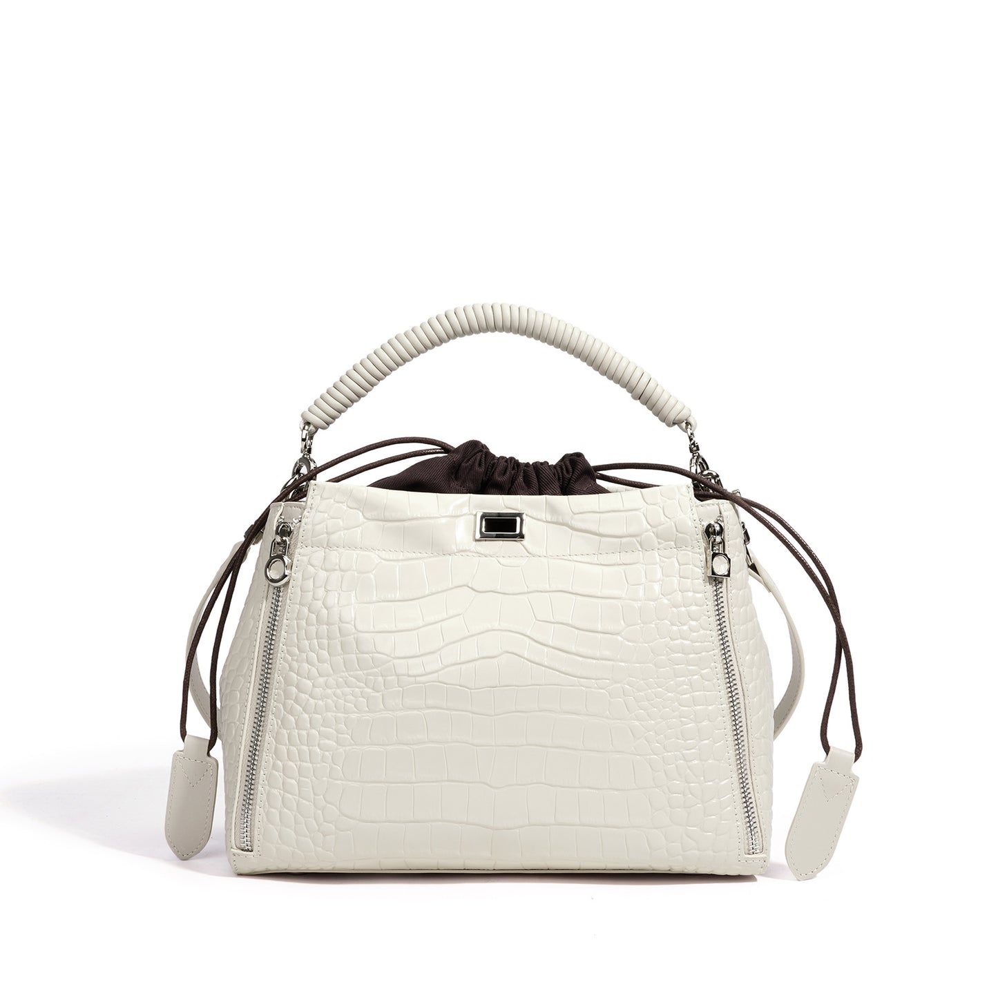 New Spring Croc-Effect High-Shine Bucket Bag for Women, A Large Capacity Top-Handle Shoulder Handbag with Premium Design, Perfect for Spring Style