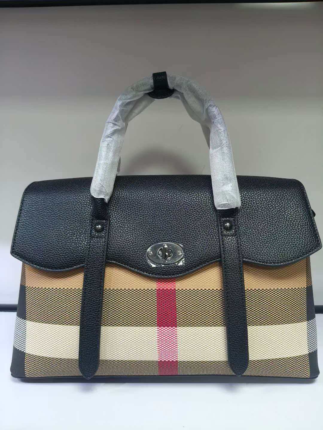 Genuine Leather Plaid Shell Handbag for Women, New Versatile Large Capacity Top Handle Shoulder Crossbody Purse, Trendy Bag for Ladies