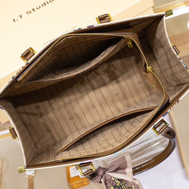 Genuine Leather Large Capacity Tote Bag for Women, New Fall Winter Premium Shoulder Crossbody Top Handle Handbag, Versatile Everyday Purse for Ladies