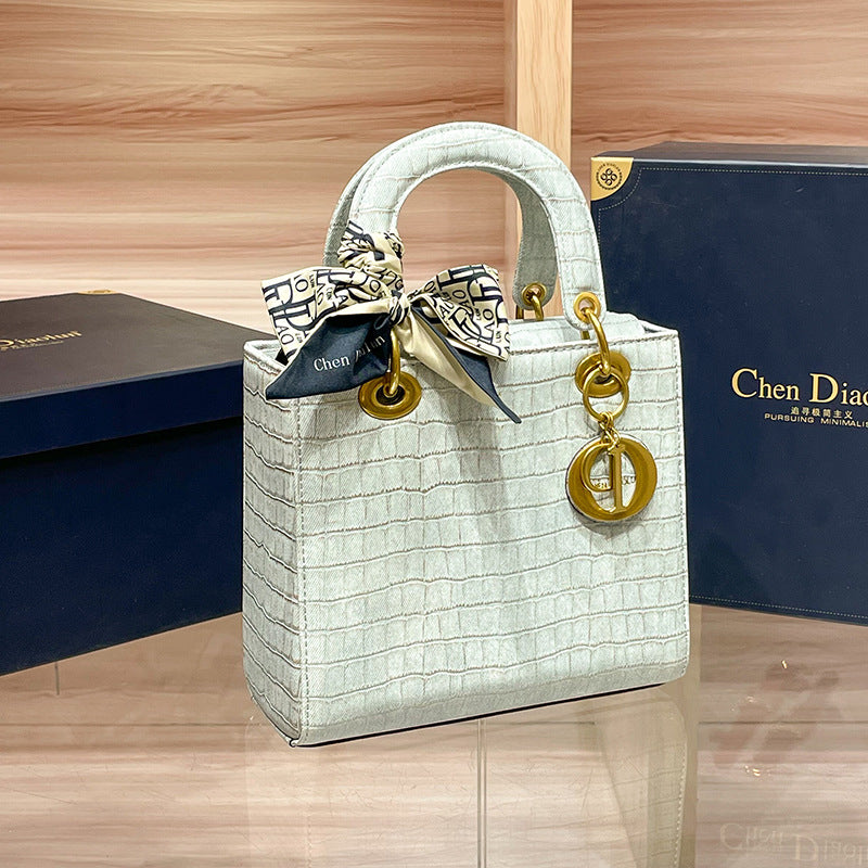 New Arrival Croc-Effect Lady-Inspired Bag for Women, A Versatile Shoulder Crossbody Top-Handle Handbag with Premium Light Luxury Fashionable Design