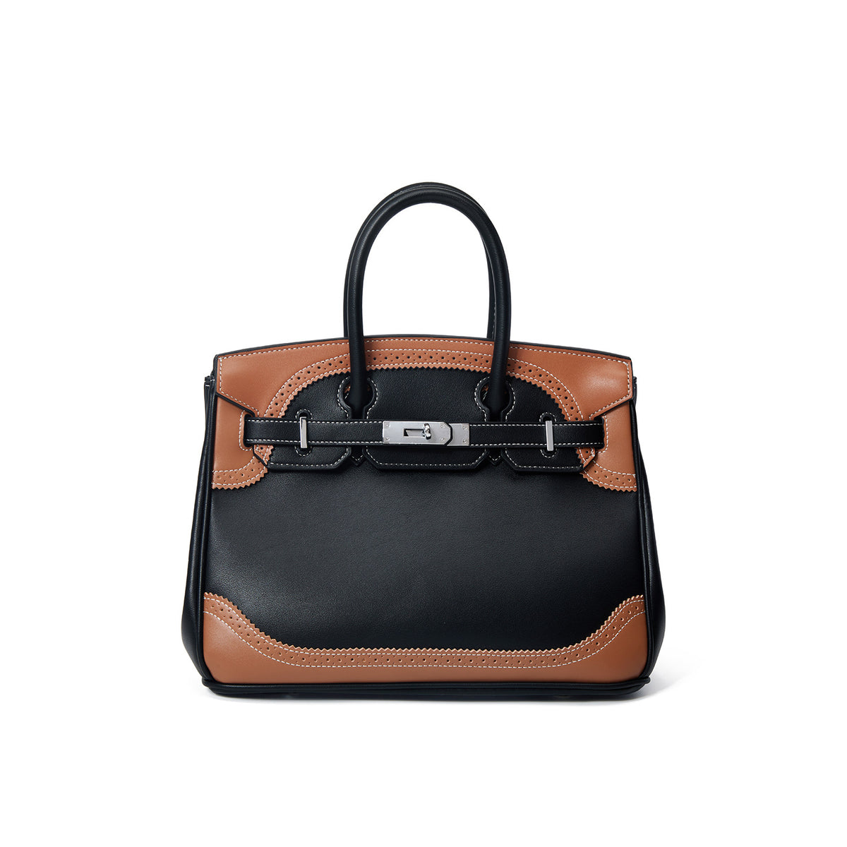 Large Capacity Genuine Leather Tote Bag for Women, Birkin-Inspired Top-Handle Handbag with Elegant Lace-Trimmed Design, Versatile Crossbody Purse for Everyday & Work