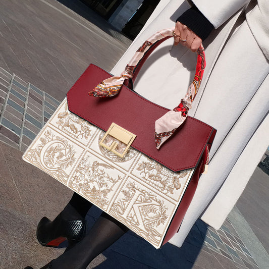 New Fall Winter Cowhide Mom Bag, Versatile Crossbody Top Handle Purse, Premium Genuine Leather Wedding Handbag for Women