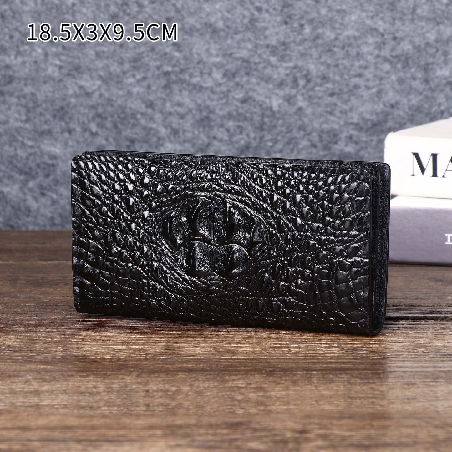 New Arrival Croc-Effect Long Bi-Fold Wallet for Men, A Business Clutch with Top Handle, Perfect Suit Wallet for Formal & Daily Use