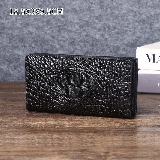 New Arrival Croc-Effect Long Bi-Fold Wallet for Men, A Business Clutch with Top Handle, Perfect Suit Wallet for Formal & Daily Use