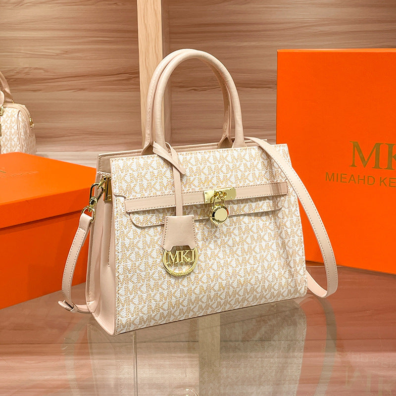 Premium Genuine Leather Birkin-Style Tote for Women | Hermès-Inspired Handbag with Trendy Letter Print from New Spring/Summer Collection | Euro-American Chic Top-Handle Shoulder Cross-Body Purse | Sophisticated Everyday Carryall with Statement Design
