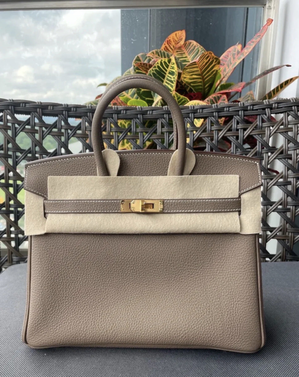 Chic Top-Layer Cowhide Birkin & Kelly-Inspired Tote Bag for Women, Genuine Leather Large Capacity Shoulder Top-Handle Handbag with Elegant Design, Ideal Bridal Purse