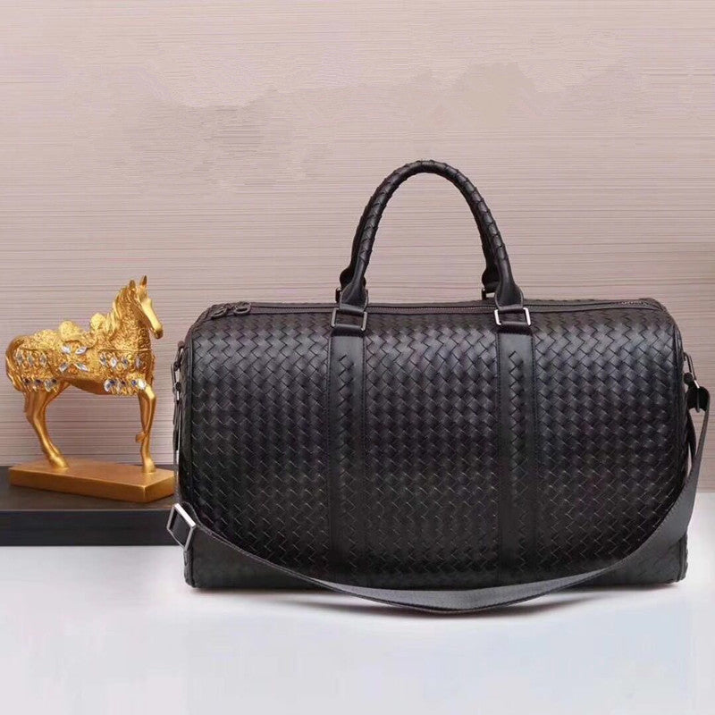 Genuine Leather Woven Travel Tote Bag for Men and Women Large Capacity Shoulder Crossbody Handbag, Versatile Shopping Purse with Artisan Texture