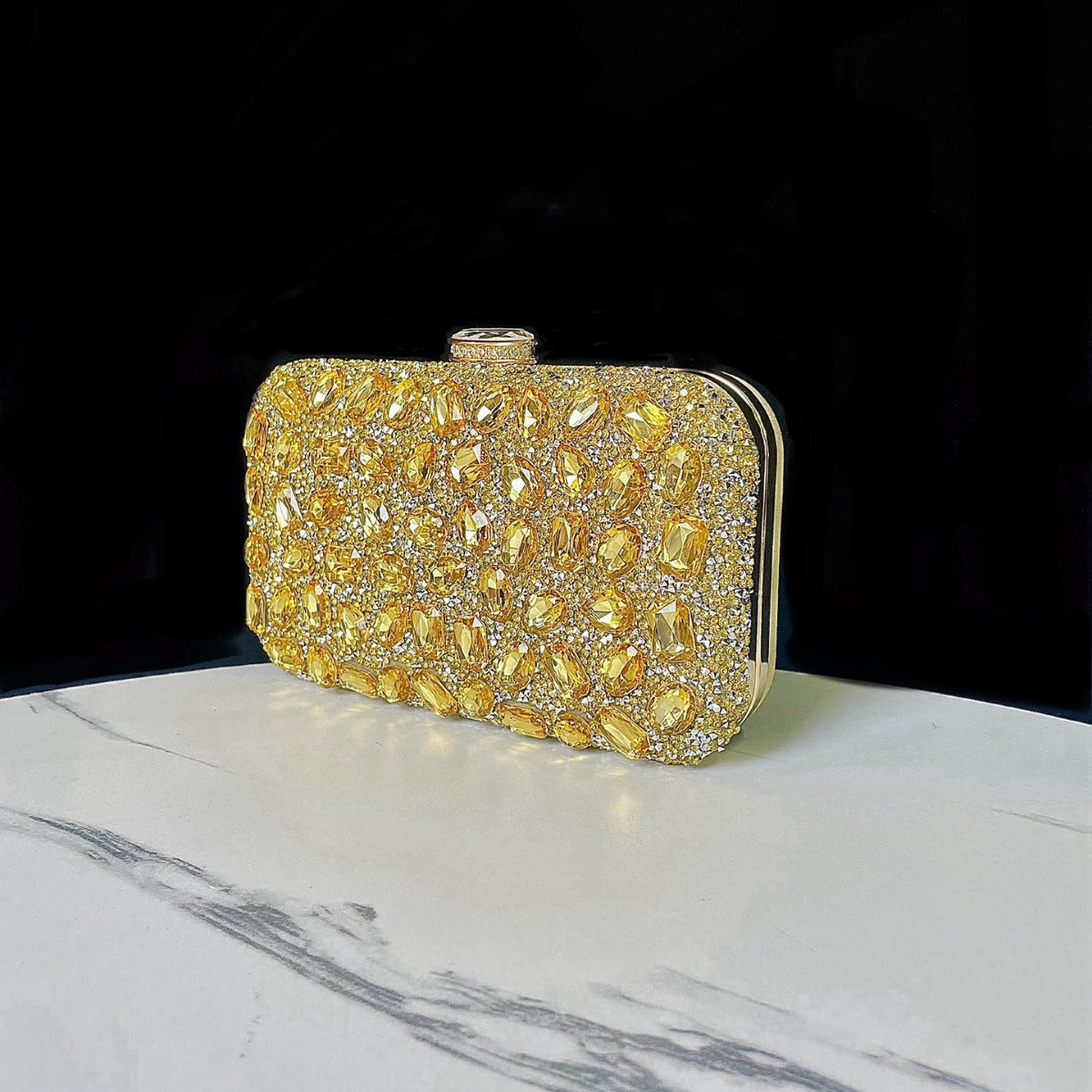 Dazzling Rhinestone-Embellished Evening Clutch for Women, A Sparkly Small Square Banquet Purse with Crystal Details, Perfect for Weddings Parties & Formal Events