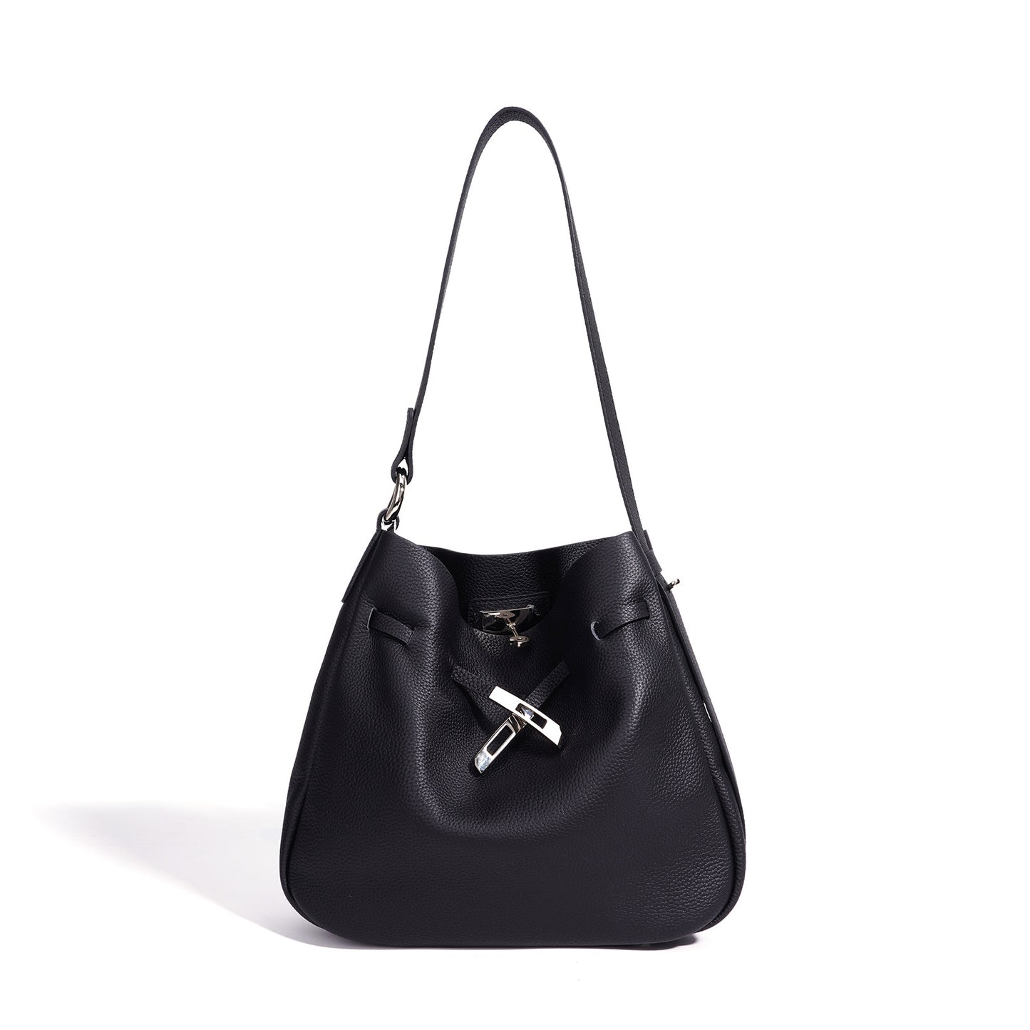New Summer Ins Style Casual Bucket Bag in Top Layer Cowhide, Large Capacity Shoulder Crossbody Purse, Niche Design Handbag for Women