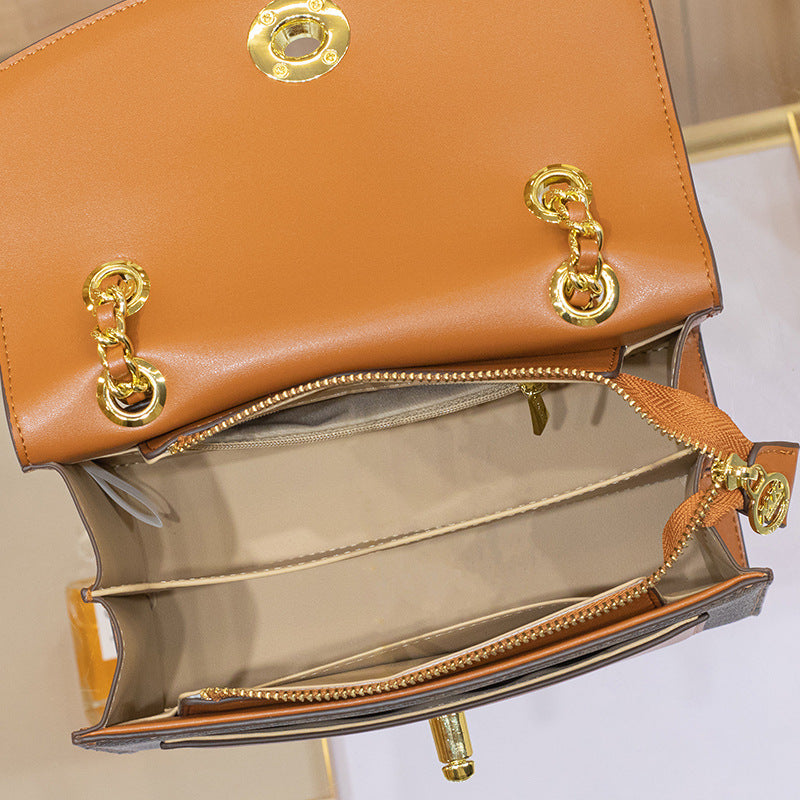 Genuine Leather Chain Crossbody Bag for Women, New Versatile Underarm Shoulder Purse, Trendy Everyday Handbag for Ladies