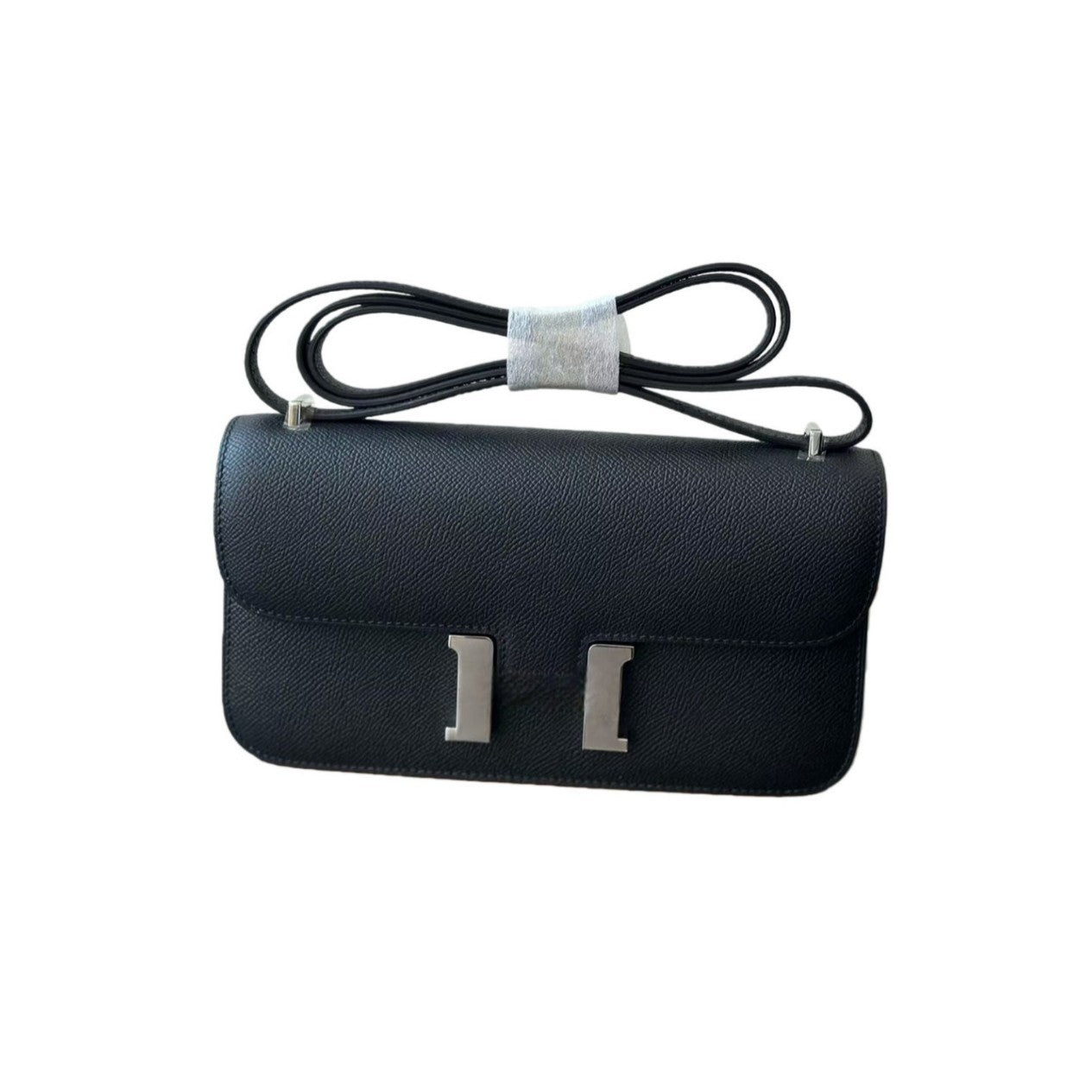 Genuine Epsom Palm Texture Cowhide Constance-Style Bag for Women, New Horizontal Flight Attendant Shoulder Crossbody Purse, Tofu-Shape Handbag for Ladies