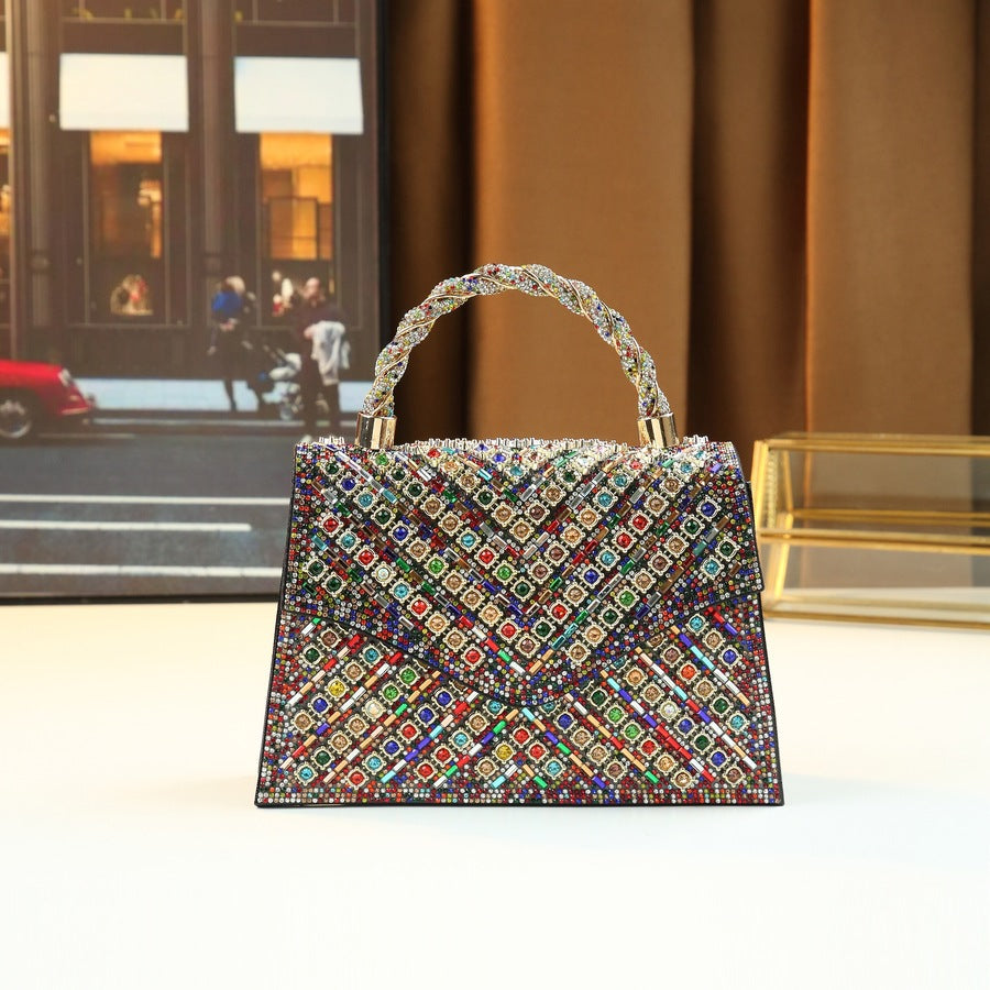 Spiral Rhinestone Evening Bag for Women Shoulder Crossbody Handbag, Premium Sparkling Purse with Glamorous Versatile Design