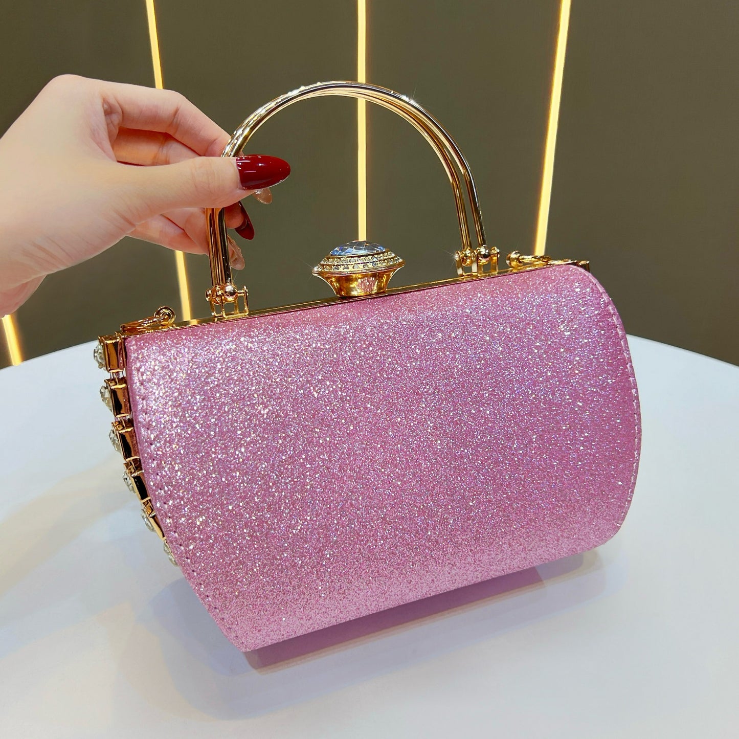 Dazzling Rhinestone-Embellished Evening Bag for Women, A Light Luxury Glamorous Chain Top-Handle Crossbody Handbag with Unique Boutique Sparkly Design, Perfect for Banquets Weddings & Special Occasions