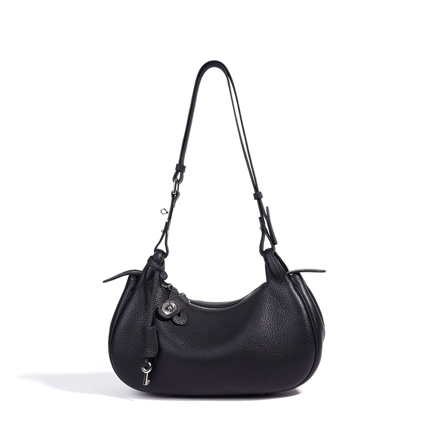Genuine Leather Crescent Bag for Women, Candy Color Original Minimalist Design Shoulder Underarm Top Handle Purse, Premium Niche Handbag for Ladies