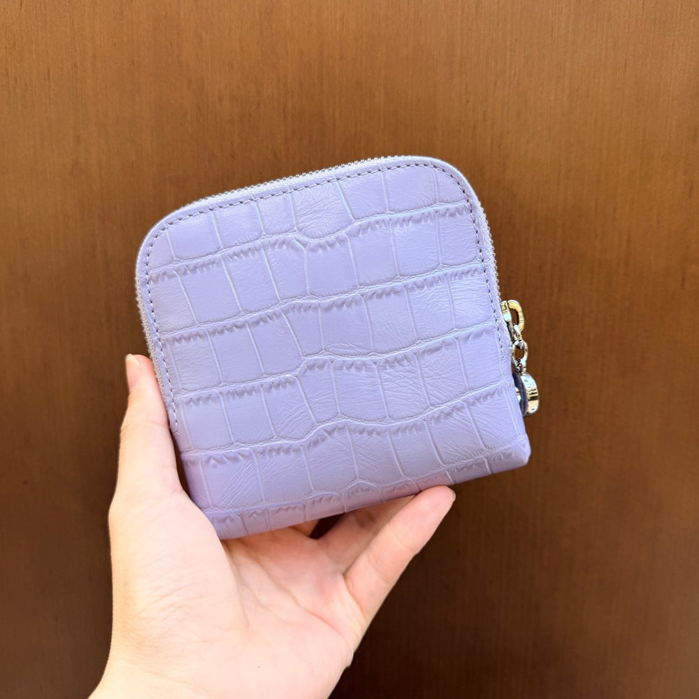 New Arrival Croc-Effect Genuine Leather All-in-One Card Holder for Women, A Large Capacity Coin Purse with Key Ring & Jewelry Pouch, Premium Top-Layer Cowhide Design